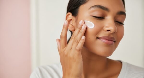 عناية بالبشرة المختلطة تشمل تنظيف وترطيب مناطق مختلفة في الوجه باستخدام منتجات مناسبة.